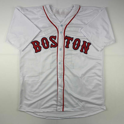 Facsimile Autographed Rafael Devers Boston White Reprint Laser Auto Baseball Jersey Size Men's XL