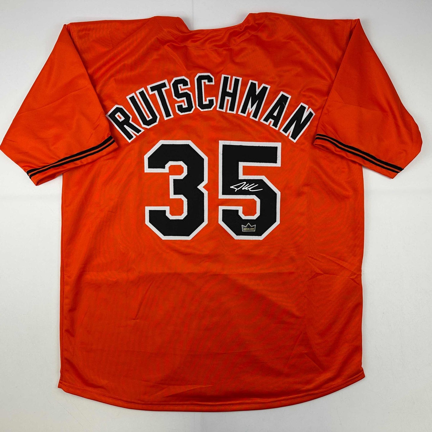 Facsimile Autographed Adley Rutschman Baltimore Orange Reprint Laser Auto Baseball Jersey Size Men's XL