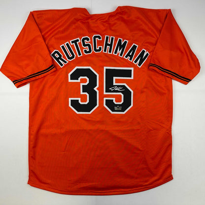 Facsimile Autographed Adley Rutschman Baltimore Orange Reprint Laser Auto Baseball Jersey Size Men's XL