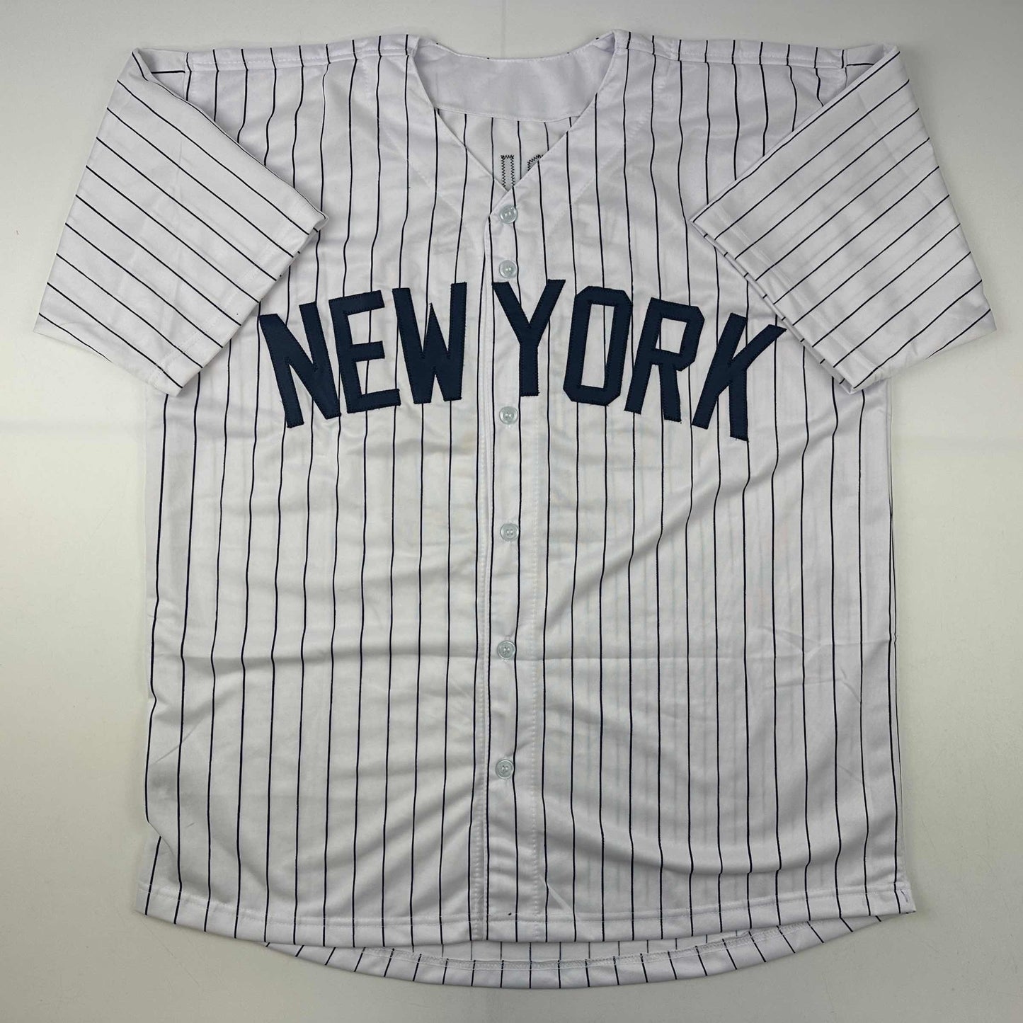 Facsimile Autographed Gerrit Cole New York Pinstripe Reprint Laser Auto Baseball Jersey Size Men's XL