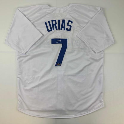 Facsimile Autographed Julio Urias Los Angeles LA White Reprint Laser Auto Baseball Jersey Size Men's XL