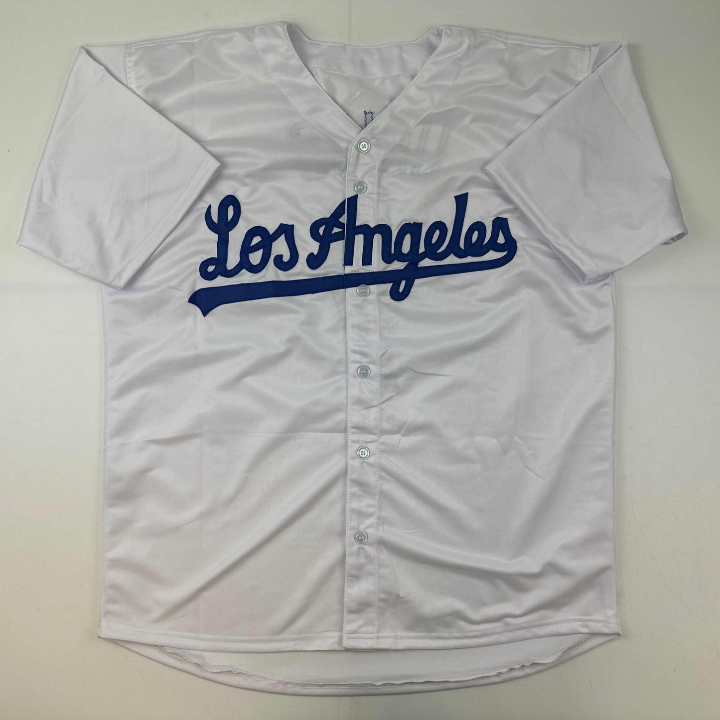 Facsimile Autographed Julio Urias Los Angeles LA White Reprint Laser Auto Baseball Jersey Size Men's XL