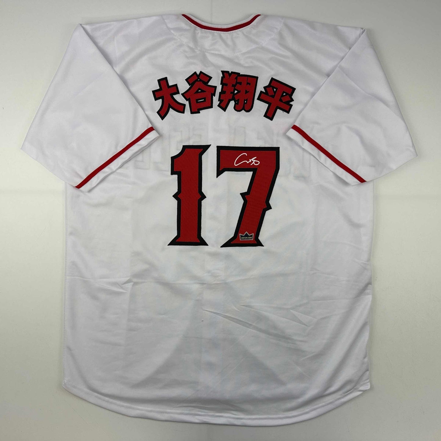 Facsimile Autographed Shohei Ohtani Kanji Los Angeles LA Anaheim White Reprint Laser Auto Baseball Jersey Size Men's XL