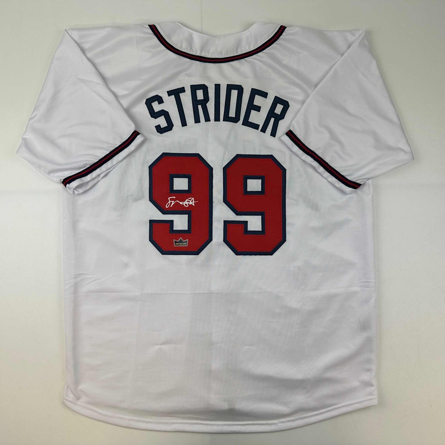 Facsimile Autographed Spencer Strider Atlanta White Reprint Laser Auto Baseball Jersey Size Men's XL