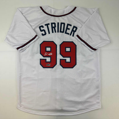 Facsimile Autographed Spencer Strider Atlanta White Reprint Laser Auto Baseball Jersey Size Men's XL