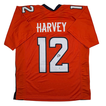 Autographed/Signed R.J RJ Harvey Denver Orange Football Jersey JSA COA