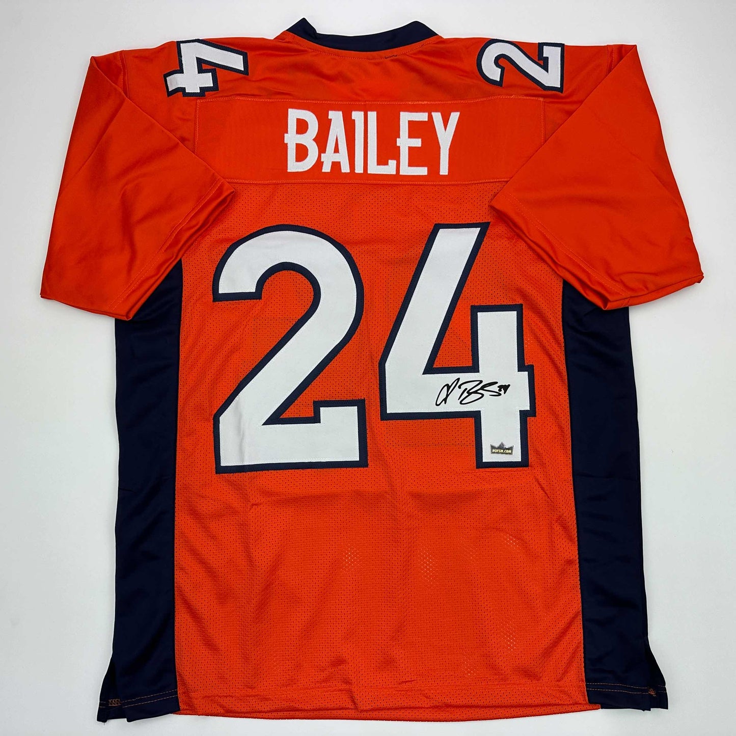 Facsimile Autographed Champ Bailey Denver Orange Reprint Laser Auto Football Jersey Size Men's XL
