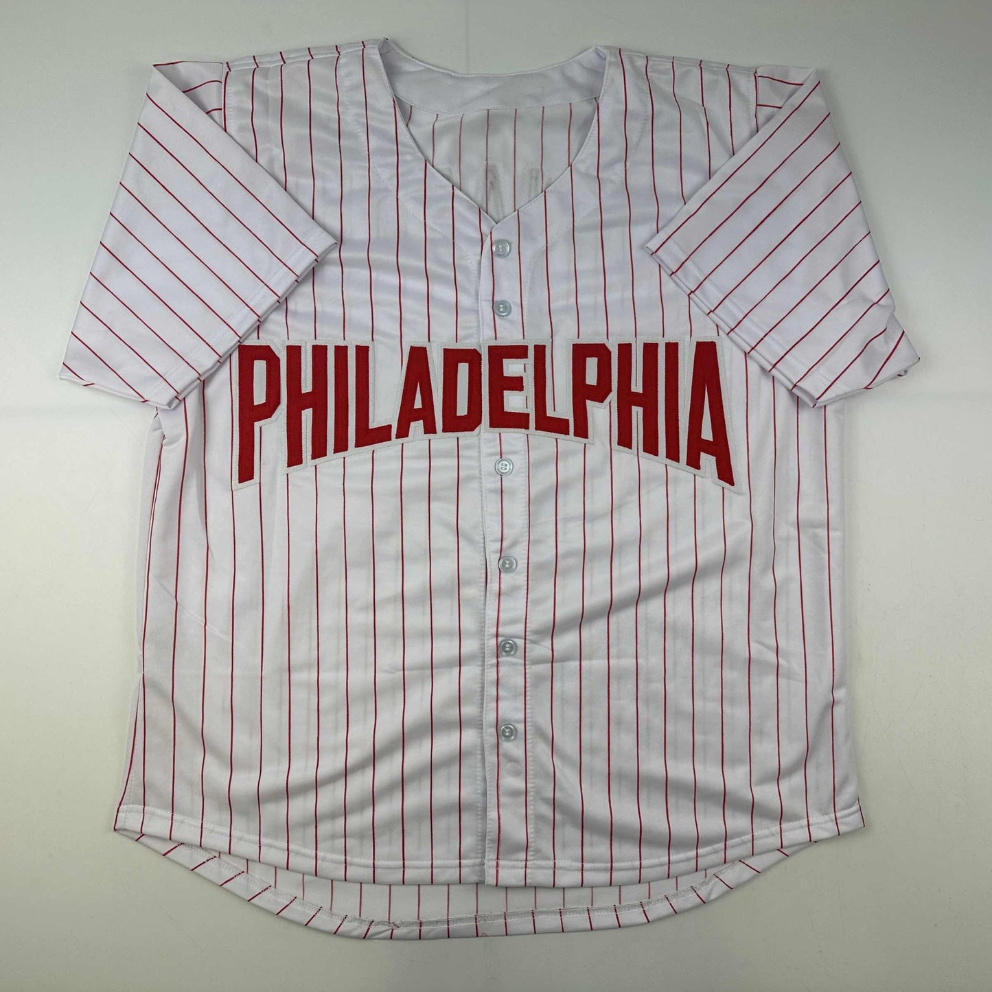 Facsimile Autographed Kyle Schwarber Philadelphia Pinstripe Reprint Laser Auto Baseball Jersey Size Men's XL