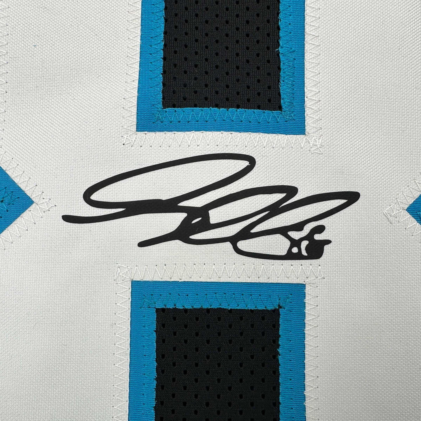 Facsimile Autographed Greg Olsen Carolina Black Reprint Laser Auto Football Jersey Size Men's XL