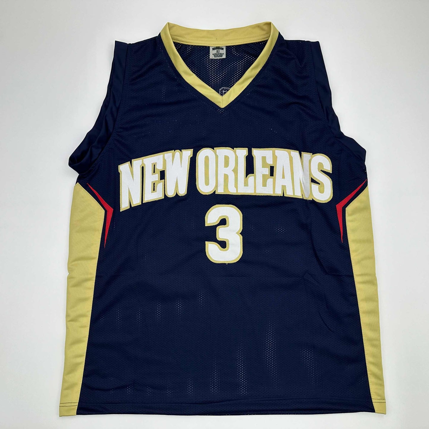 Facsimile Autographed C.J. CJ McCollum New Orleans Blue Reprint Laser Auto Basketball Jersey Size Men's XL