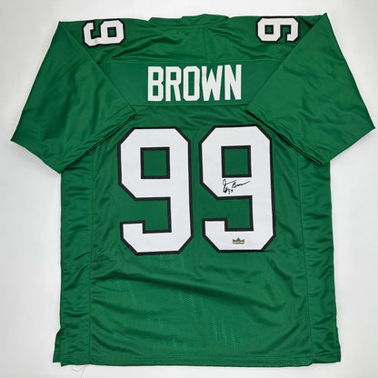 Facsimile Autographed Jerome Brown Philadelphia Kelly Green Reprint Laser Auto Football Jersey Size Men's XL