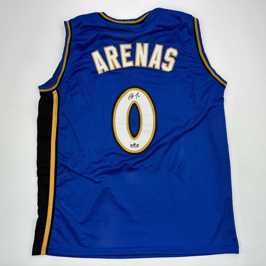 Facsimile Autographed Gilbert Arenas Washington Blue Reprint Laser Auto Basketball Jersey Size Men's XL