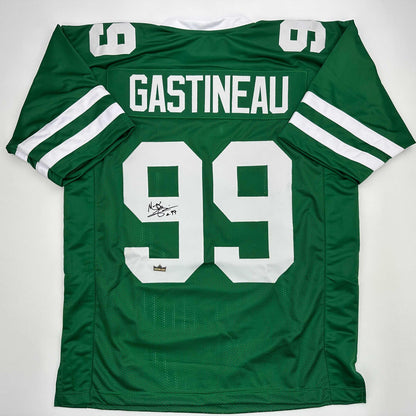 Facsimile Autographed Mark Gastineau New York Green Reprint Laser Auto Football Jersey Size Men's XL