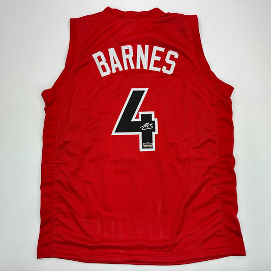 Facsimile Autographed Scottie Barnes Toronto Red Reprint Laser Auto Basketball Jersey Size Men's XL