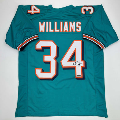 Facsimile Autographed Ricky Williams Miami Teal Reprint Laser Auto Football Jersey Size Men's XL