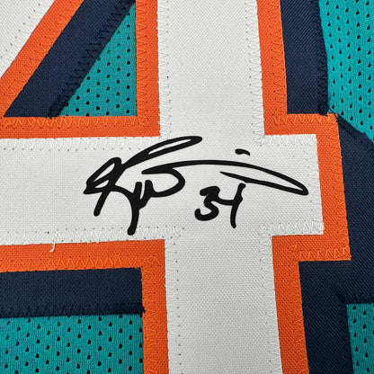 Facsimile Autographed Ricky Williams Miami Teal Reprint Laser Auto Football Jersey Size Men's XL