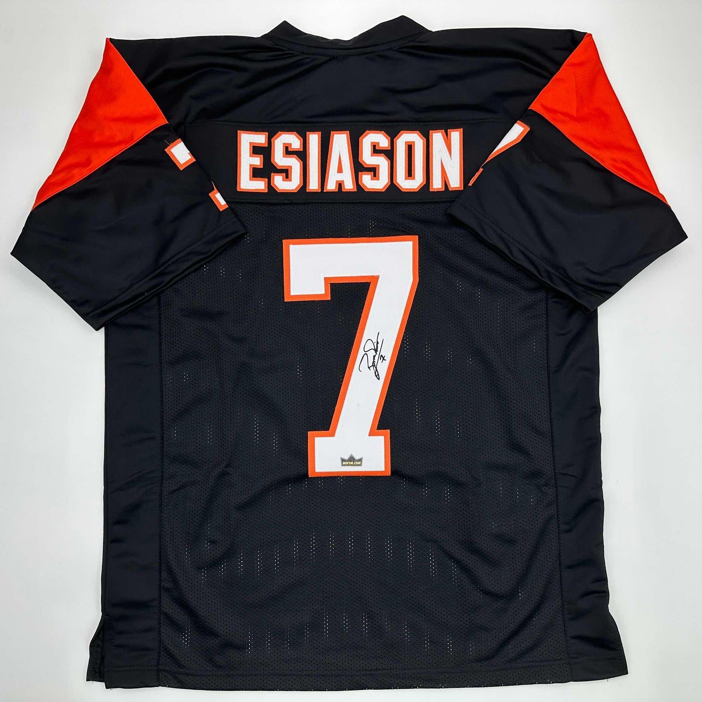 Facsimile Autographed Boomer Esiason Cincinnati Black Reprint Laser Auto Football Jersey Size Men's XL