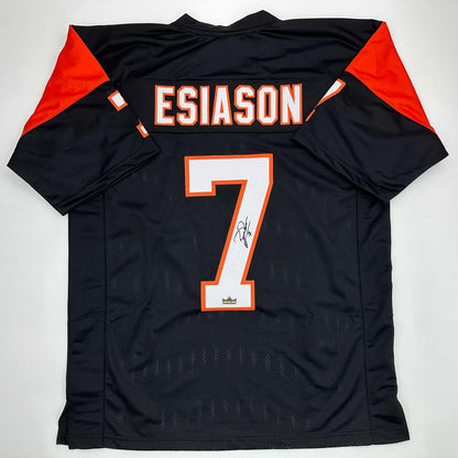Facsimile Autographed Boomer Esiason Cincinnati Black Reprint Laser Auto Football Jersey Size Men's XL