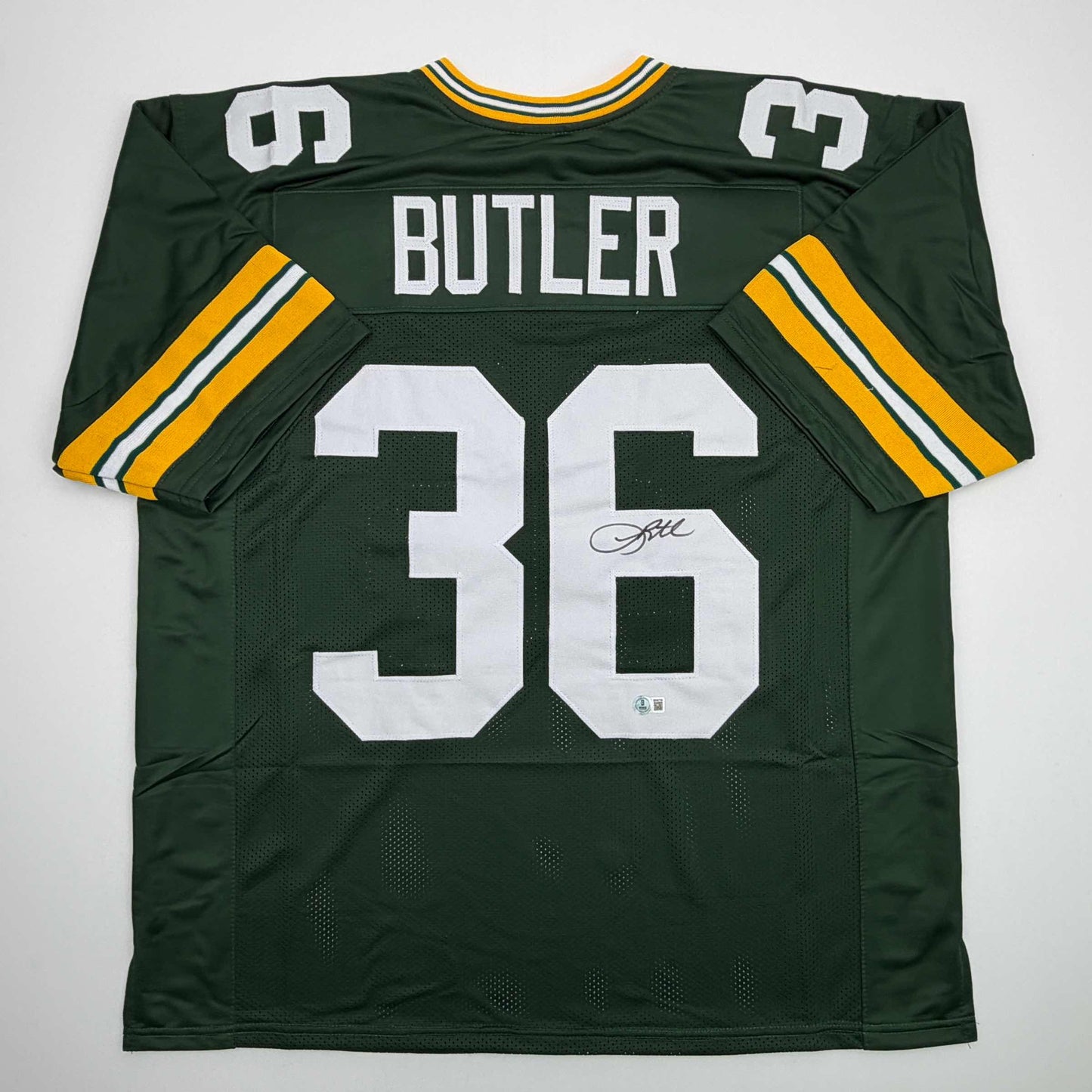 Autographed/Signed Leroy Butler Green Bay Green Football Jersey Beckett BAS COA