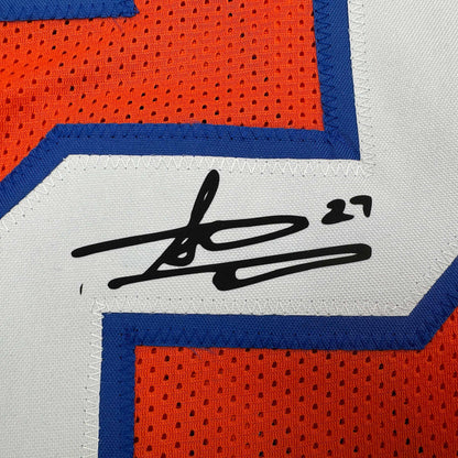 Framed Facsimile Autographed Steve Atwater 35x39 Denver Orange Reprint Laser Auto Football Jersey