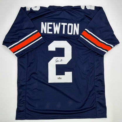 Facsimile Autographed Cam Newton Auburn Blue Reprint Laser Auto College Football Jersey Size Men's XL