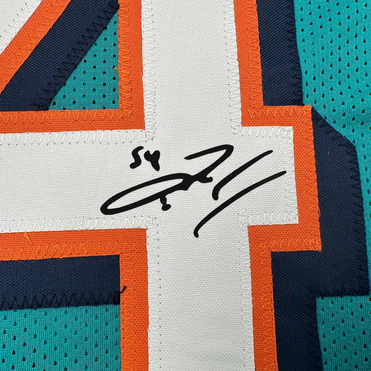 Facsimile Autographed Zach Thomas Miami Teal Reprint Laser Auto Football Jersey Size Men's XL