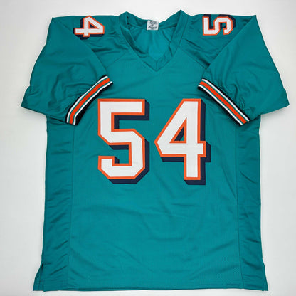 Facsimile Autographed Zach Thomas Miami Teal Reprint Laser Auto Football Jersey Size Men's XL