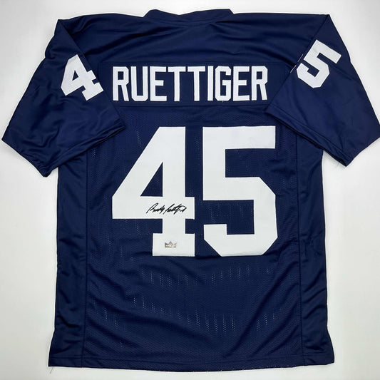 Facsimile Autographed Rudy Ruettiger Notre Dame Blue Reprint Laser Auto College Football Jersey Size Men's XL