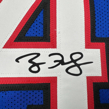 Framed Facsimile Autographed Ryan Fitzpatrick 35x39 Buffalo Blue Reprint Laser Auto Football Jersey