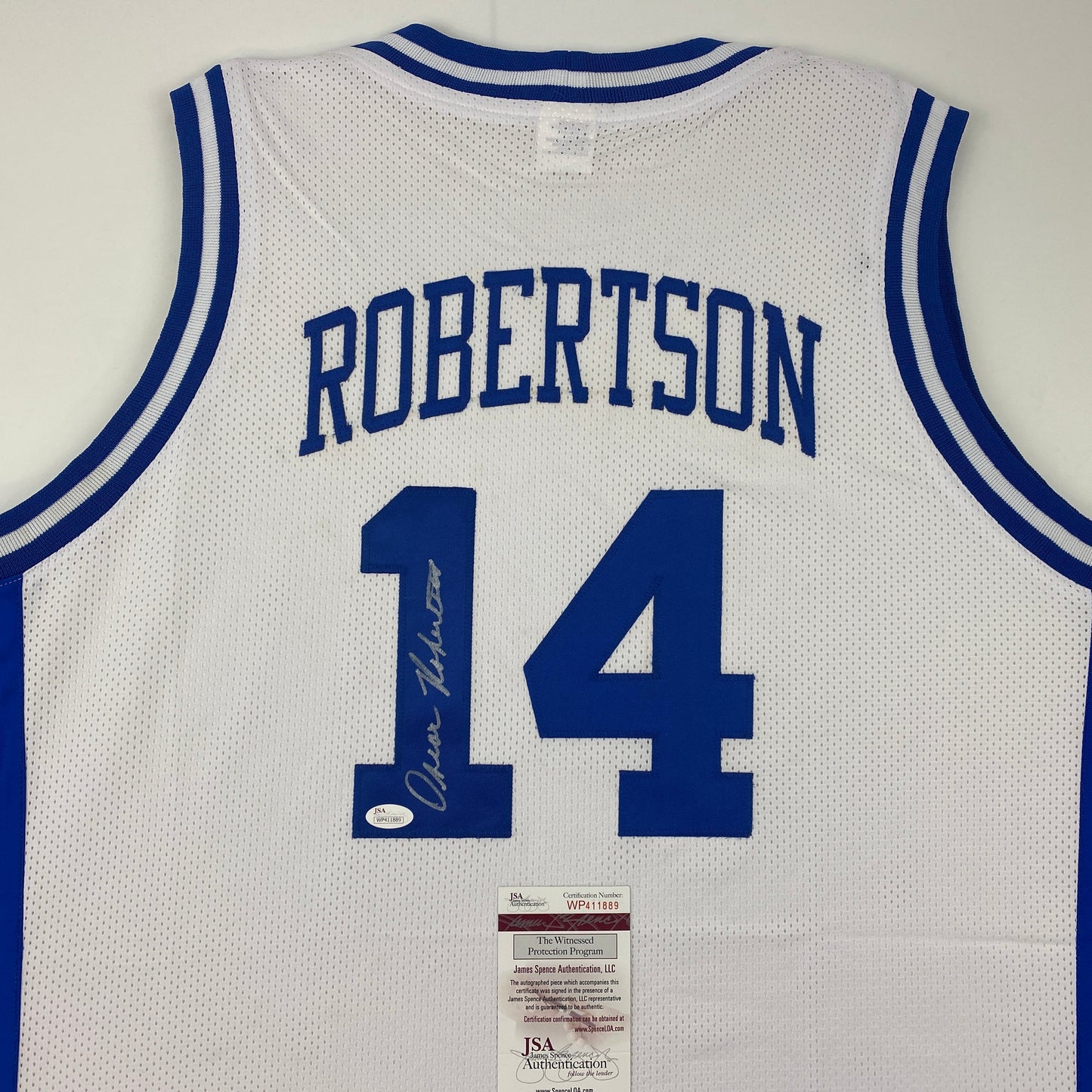 Autographed/Signed Oscar Robertson Cincinnati White Basketball Jersey JSA COA