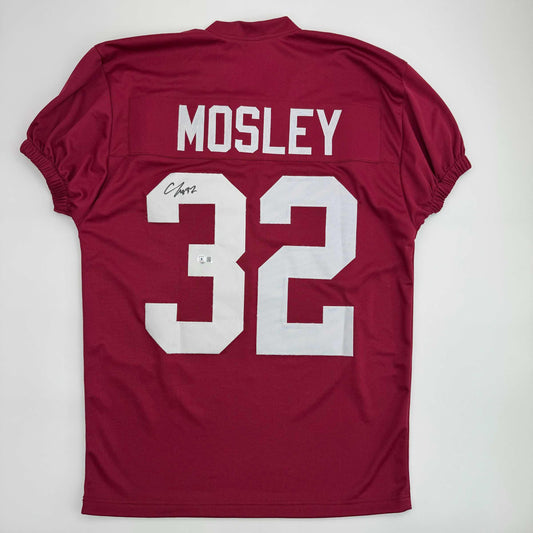 Autographed/Signed C.J. CJ Mosley Alabama Red College Football Jersey Beckett BAS COA