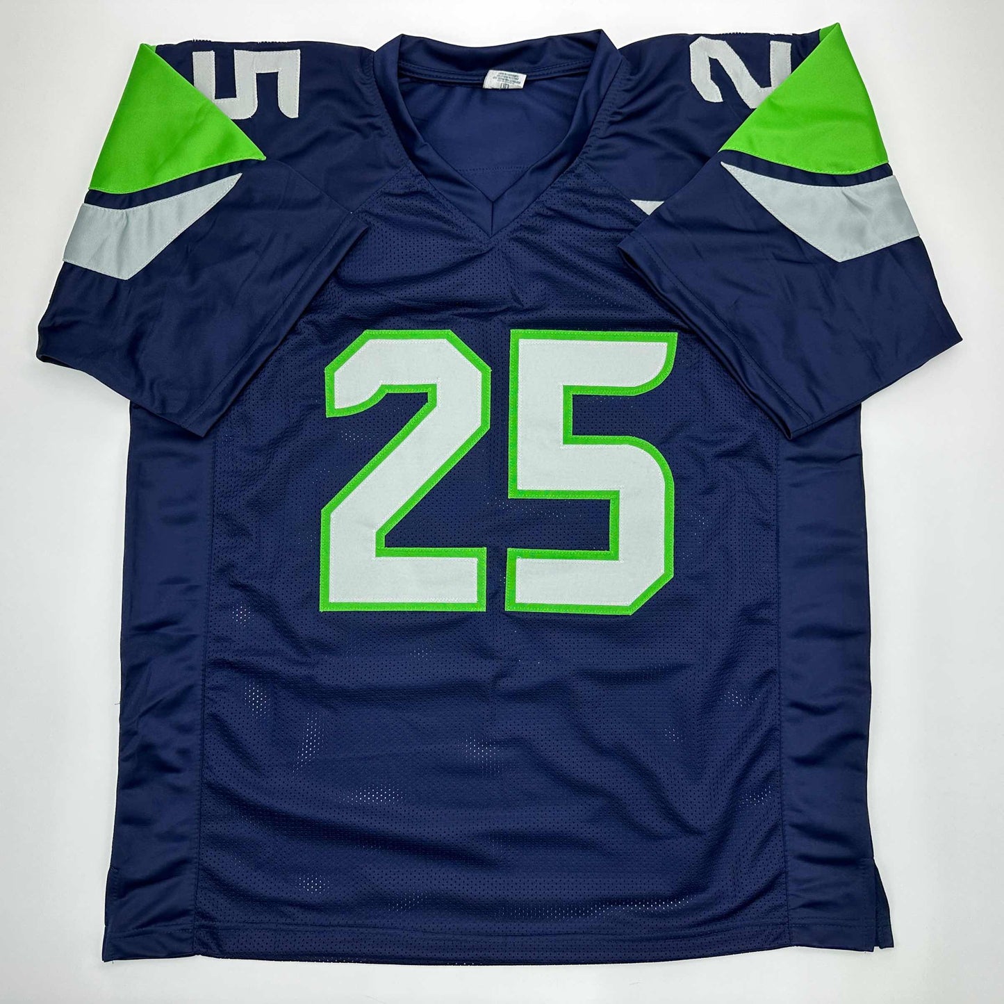 Facsimile Autographed Richard Sherman Seattle Blue Reprint Laser Auto Football Jersey Size Men's XL