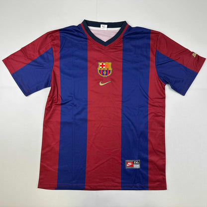 Autographed/Signed Patrick Kluivert FC Barcelona Blue Soccer Jersey Beckett BAS COA