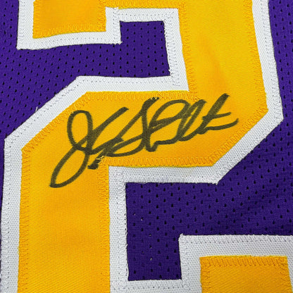 Autographed/Signed John Stockton Utah Purple Basketball Jersey Beckett BAS COA