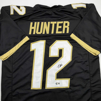 Autographed/Signed Travis Hunter Colorado Black College Football Jersey Beckett BAS COA