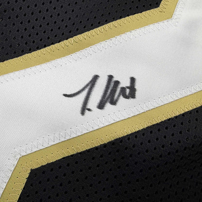 Autographed/Signed Travis Hunter Colorado Black College Football Jersey Beckett BAS COA