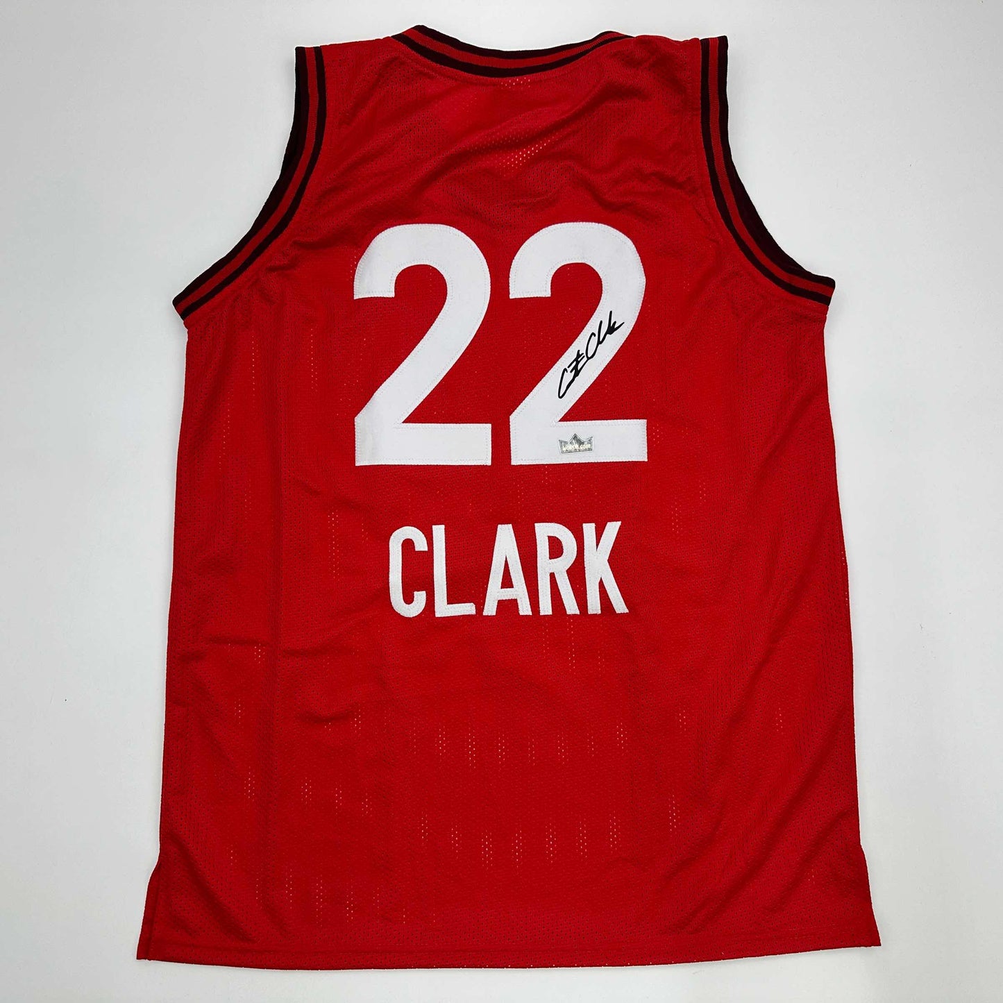 Facsimile Autographed Caitlin Clark Indiana Red Reprint Laser Auto Basketball Jersey Size Men's XL