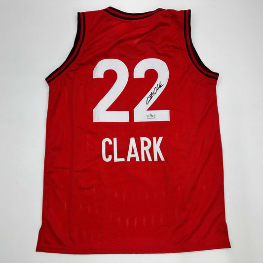 Facsimile Autographed Caitlin Clark Indiana Red Reprint Laser Auto Basketball Jersey Size Men's XL