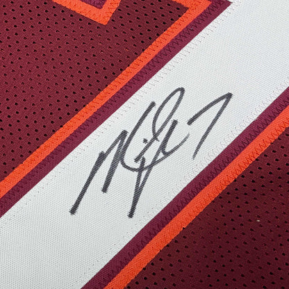 Autographed/Signed Michael Mike Vick Virginia Tech Maroon College Football Jersey Beckett BAS COA