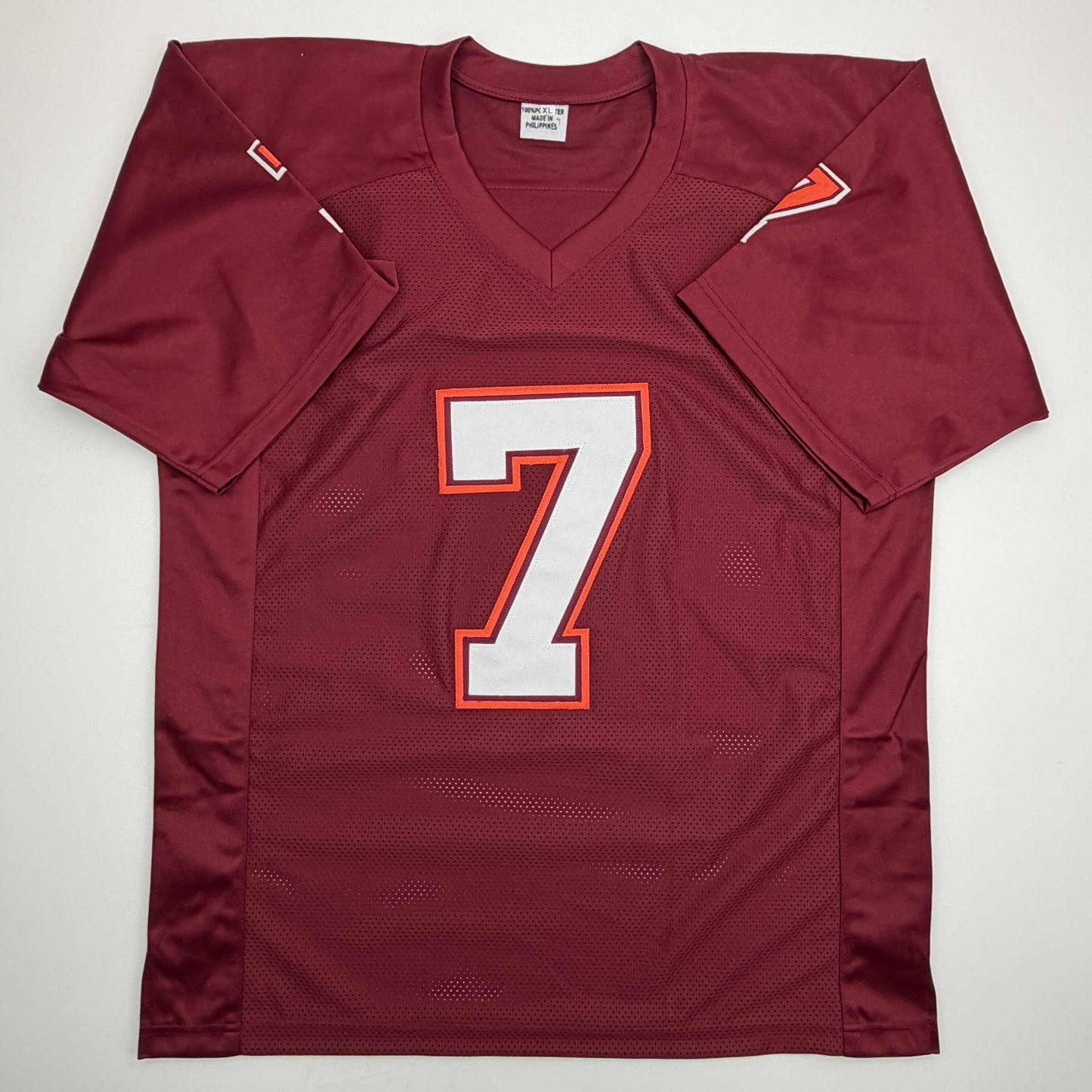 Autographed/Signed Michael Mike Vick Virginia Tech Maroon College Football Jersey Beckett BAS COA