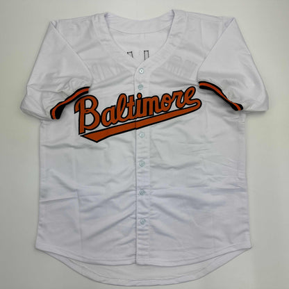 Facsimile Autographed Jackson Holliday Baltimore White Reprint Laser Auto Baseball Jersey Size Men's XL