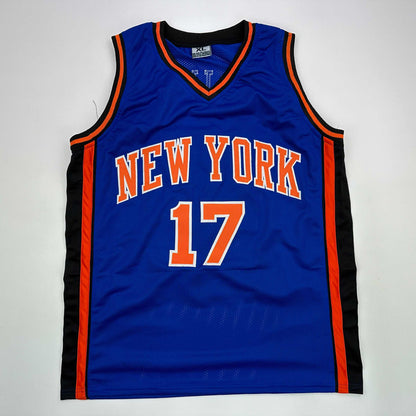 Facsimile Autographed Jeremy Lin New York Blue Reprint Laser Auto Basketball Jersey Size Men's XL