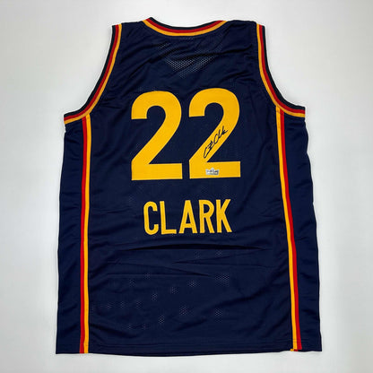 Facsimile Autographed Caitlin Clark Indiana Blue Reprint Laser Auto Basketball Jersey Size Men's XL