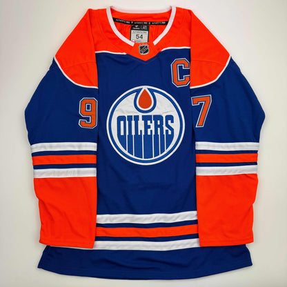 Autographed/Signed Connor McDavid Edmonton Oilers Authentic Blue Hockey Jersey Fanatics COA