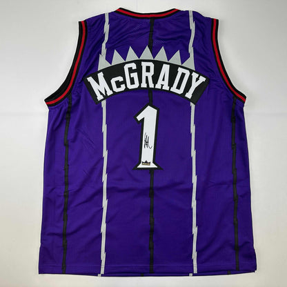 Facsimile Autographed Tracy McGrady Toronto Purple Reprint Laser Auto Basketball Jersey Size Men's XL
