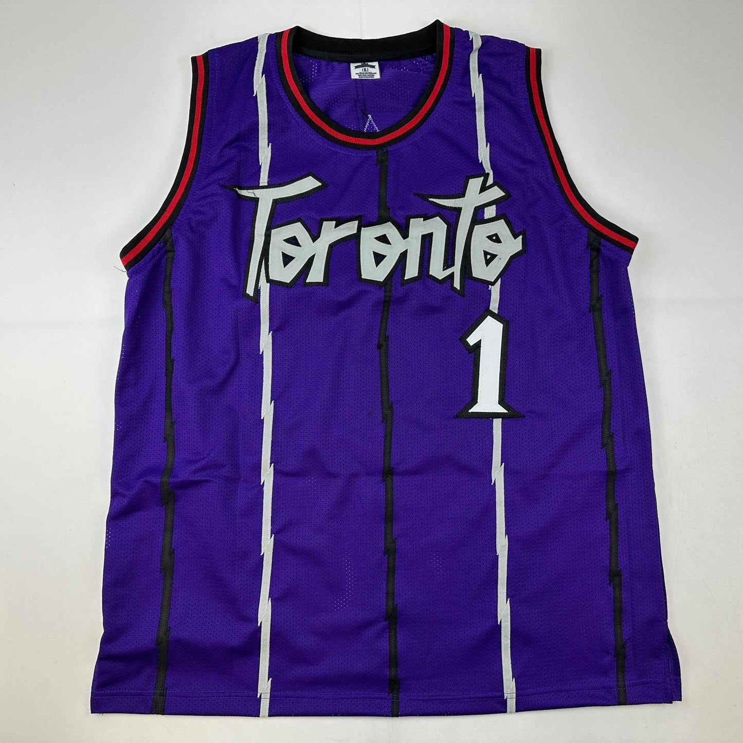 Facsimile Autographed Tracy McGrady Toronto Purple Reprint Laser Auto Basketball Jersey Size Men's XL