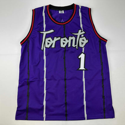Facsimile Autographed Tracy McGrady Toronto Purple Reprint Laser Auto Basketball Jersey Size Men's XL