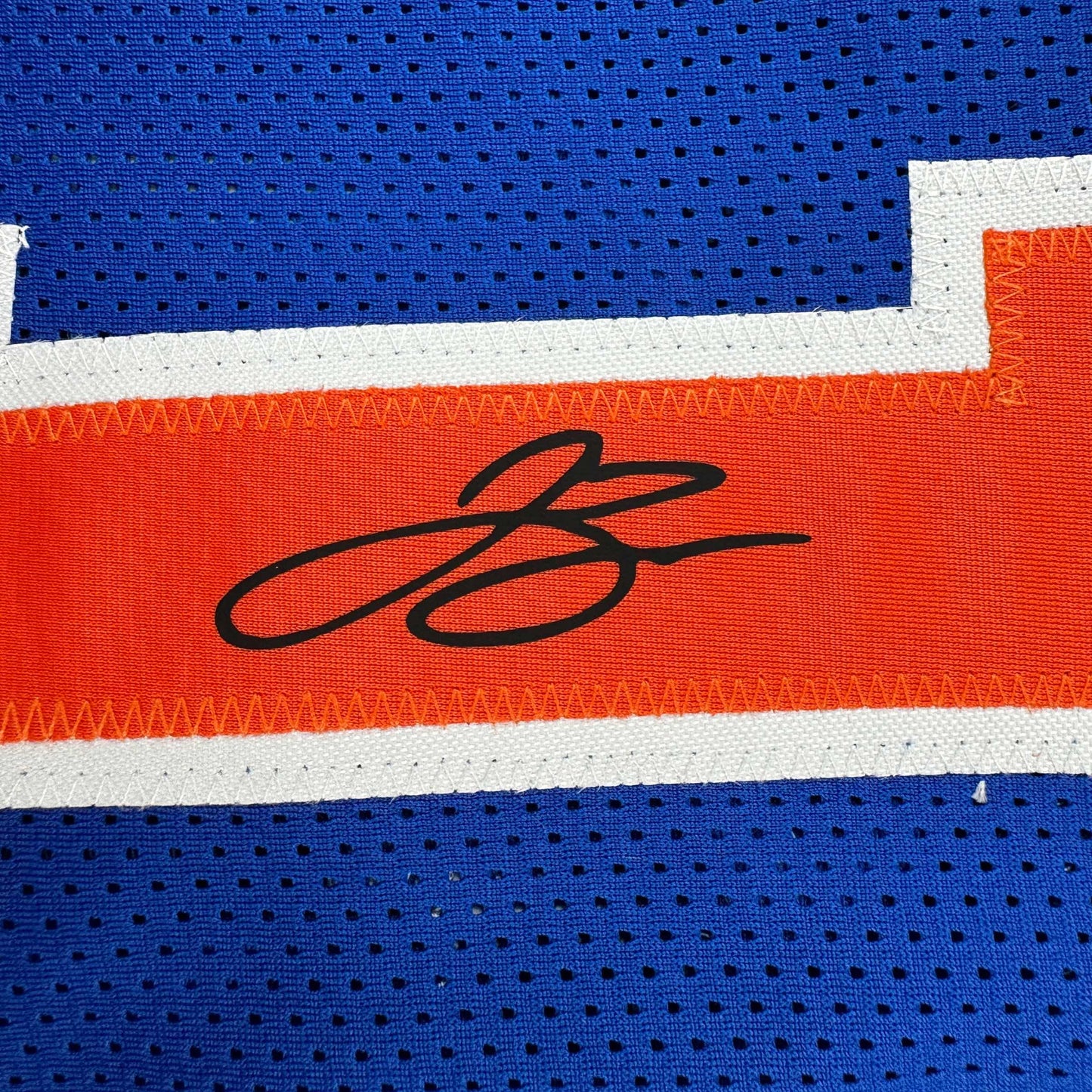 Facsimile Autographed Jalen Brunson New York Blue Reprint Laser Auto Basketball Jersey Size Men's XL