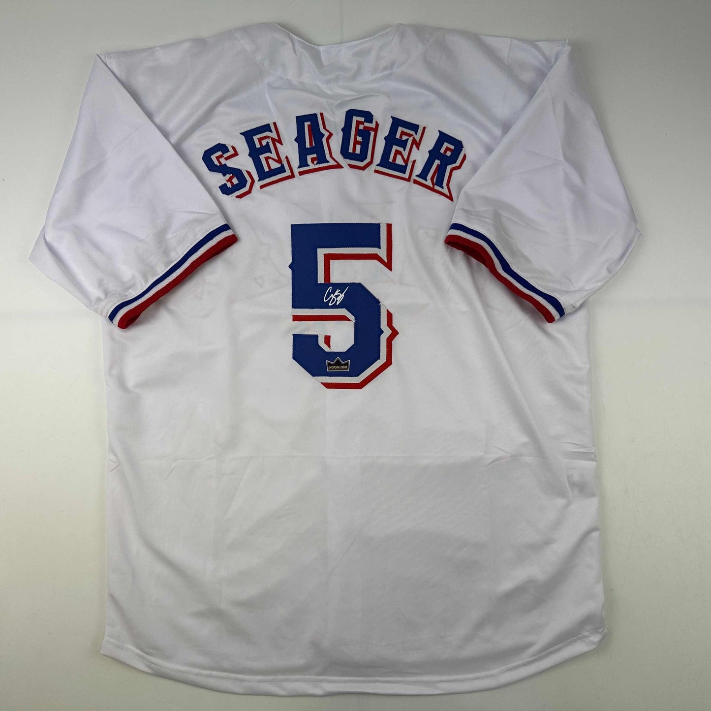 Facsimile Autographed Corey Seager Texas White Reprint Laser Auto Baseball Jersey Size Men's XL