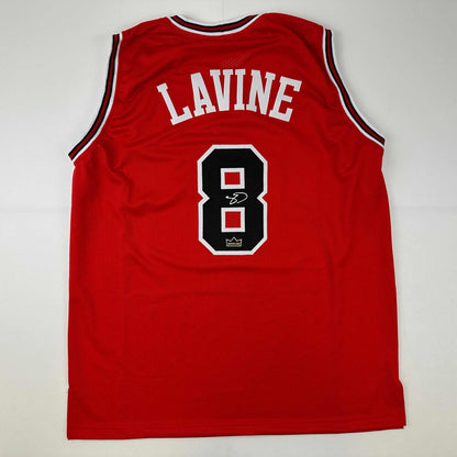 Facsimile Autographed Zach LaVine Chicago Red Reprint Laser Auto Basketball Jersey Size Men's XL